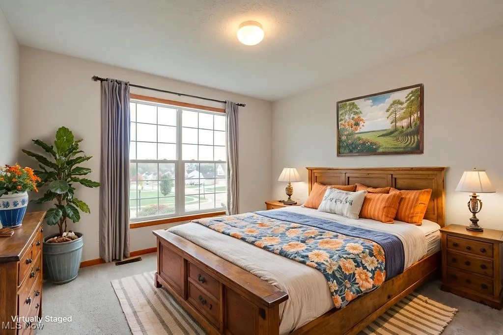 Virtually staged 2nd level bedroom
