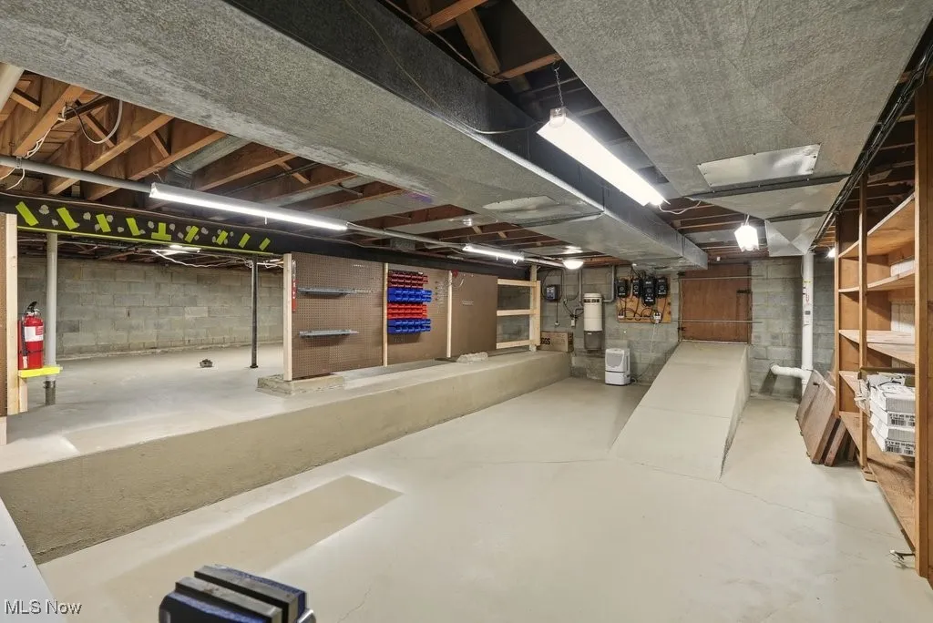 Lower level workshop and storage area with outside access
