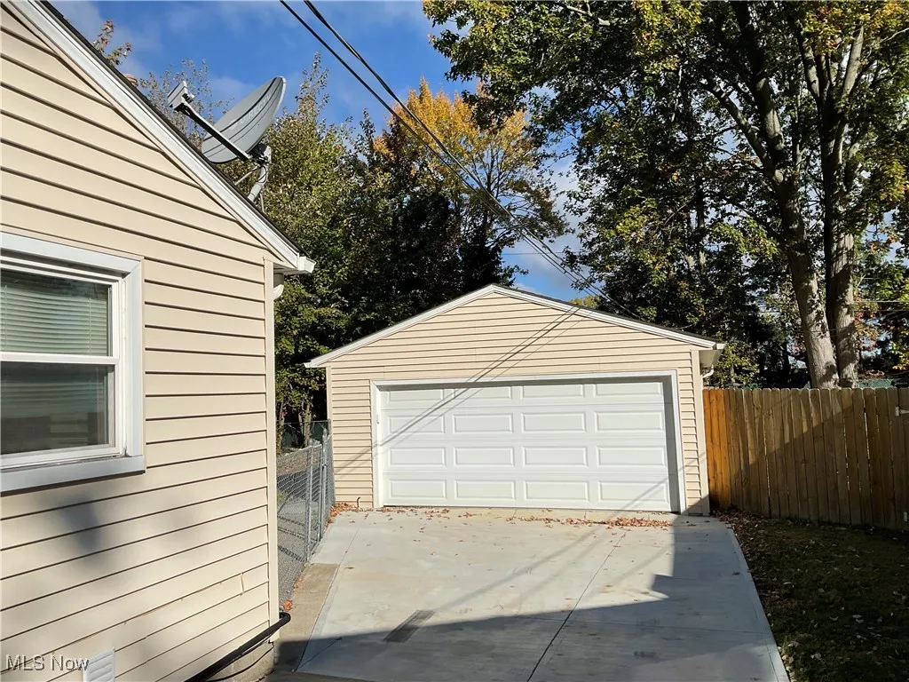 View of detached garage