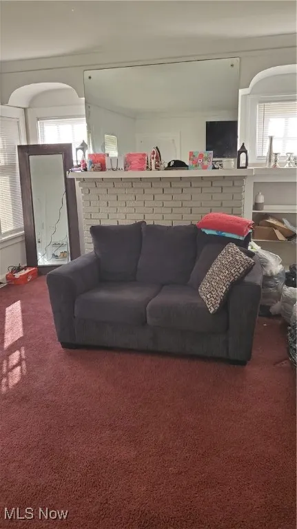 View of carpeted living area