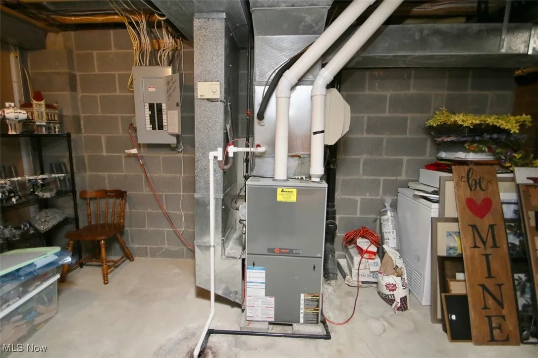 Utility room with electric panel and heating unit