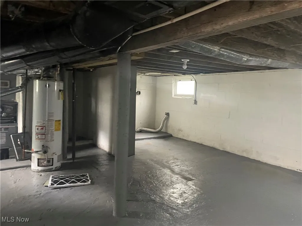 Basement with water heater