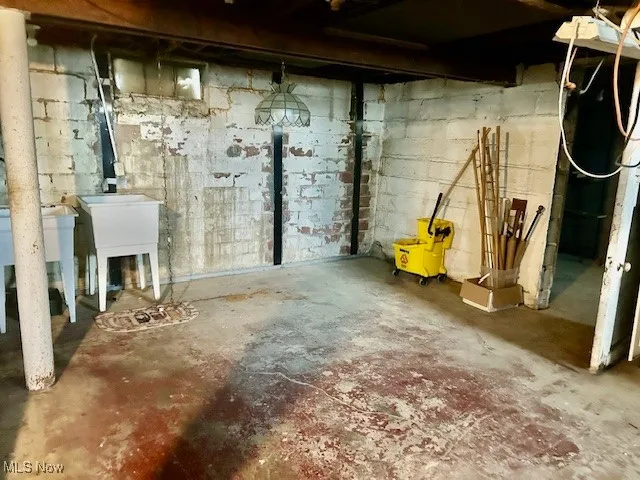 View of unfinished basement