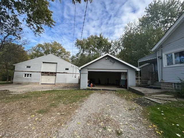 View of detached garage