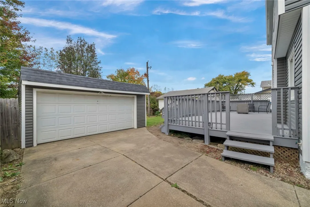 View of detached garage