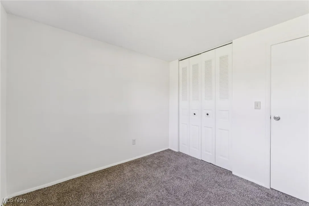 Unfurnished bedroom featuring carpet flooring and a closet