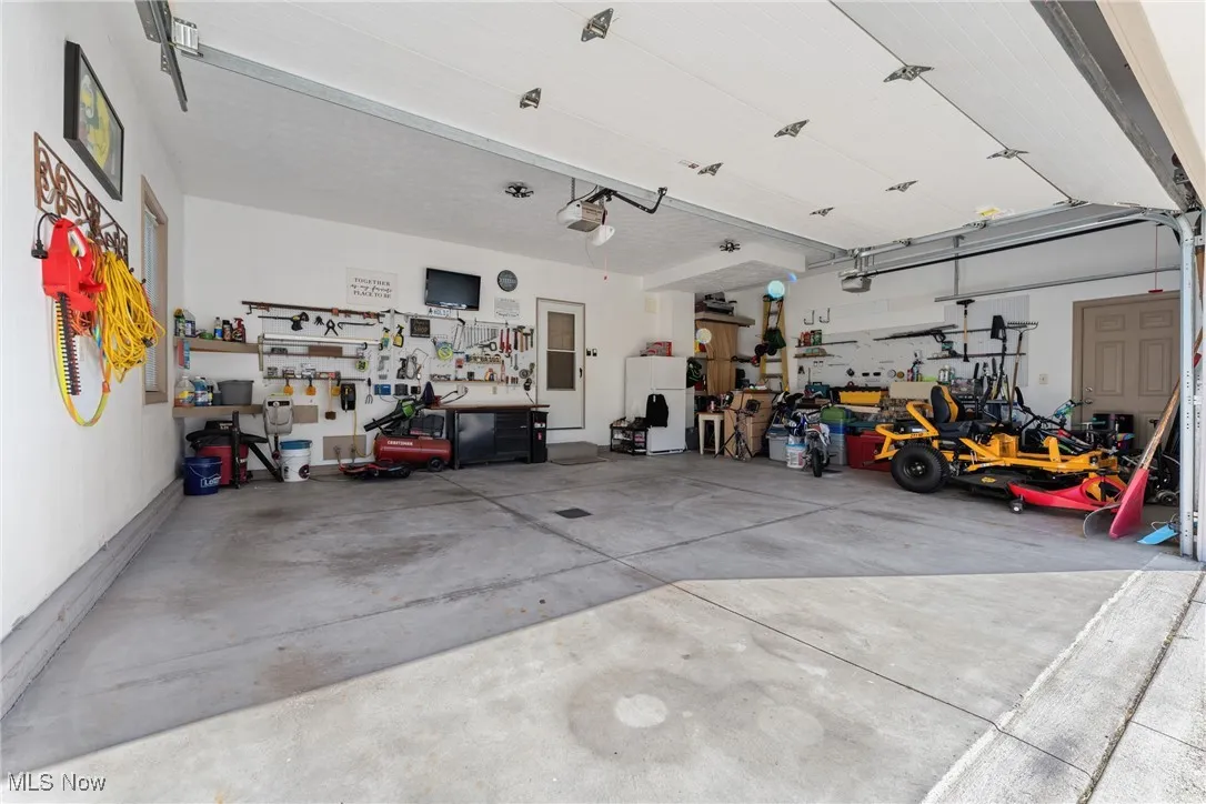 Garage with a workshop area