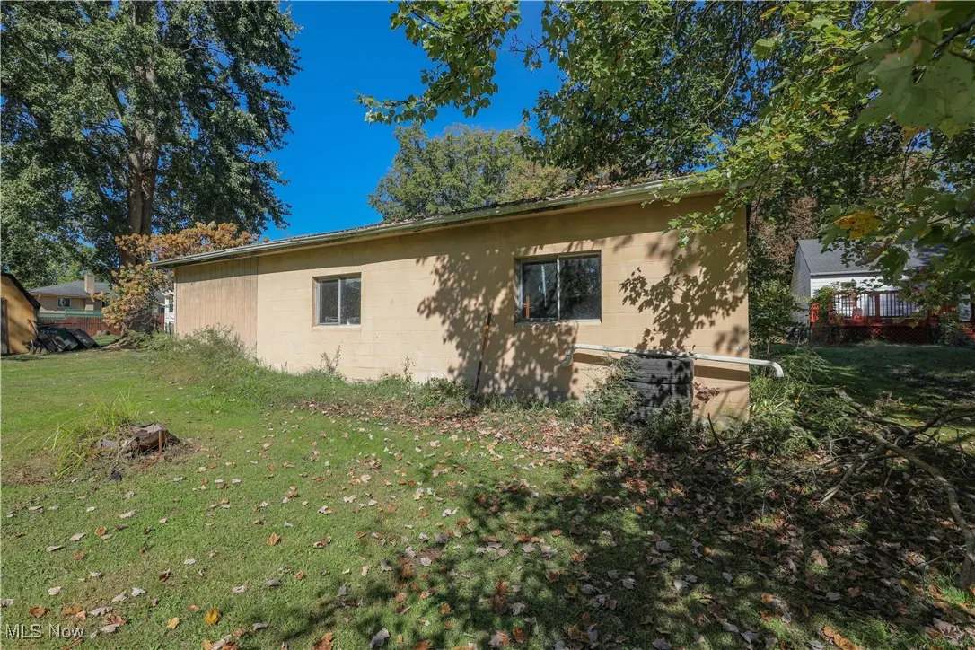 View of the back of the detached garage