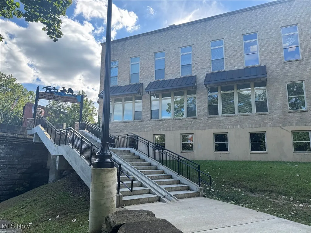 View of building exterior with stairway