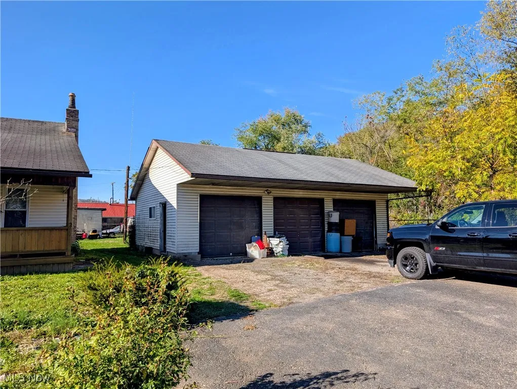 View of detached garage
