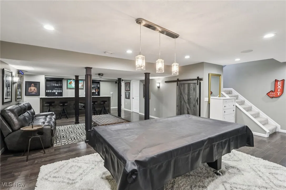 Recreation room with view of the bar