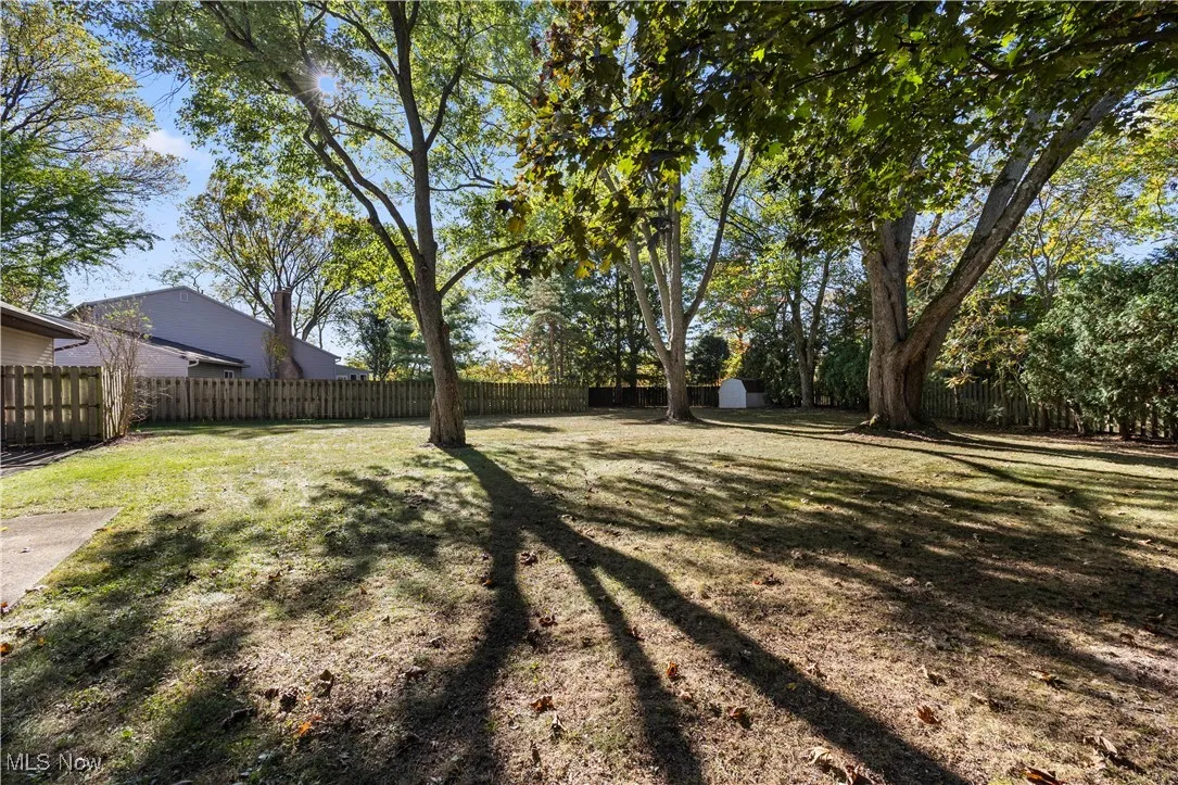 Fenced backyard with a shed