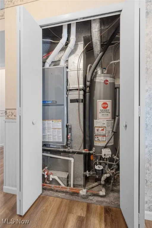 Utilities with gas water heater and heating unit