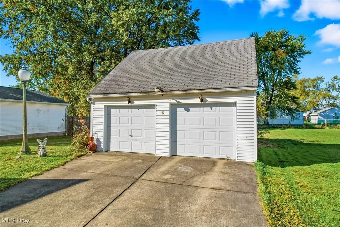 View of detached garage