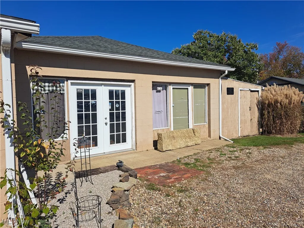 Entry to workroom and storage shed
