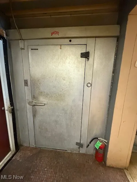 Detailed view of a fire extinguisher