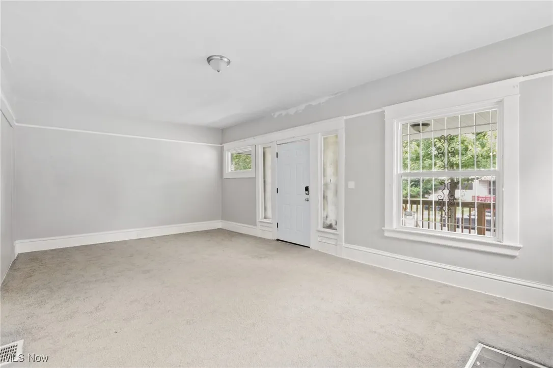 Entrance foyer featuring carpet and baseboards