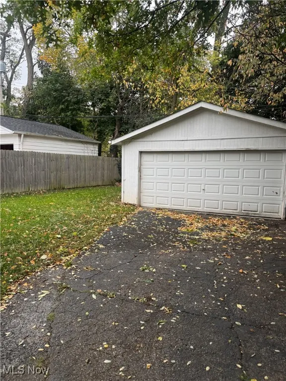 View of detached garage