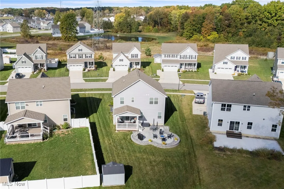 Aerial perspective of suburban area