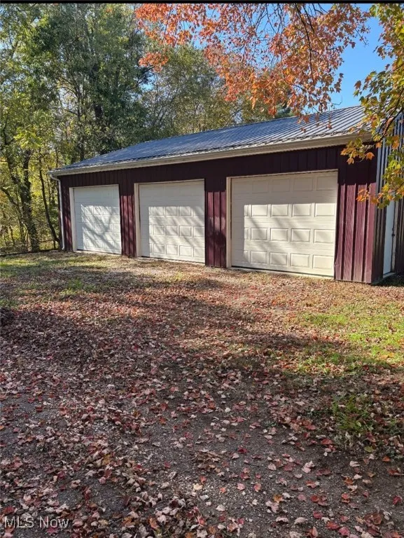 View of detached garage