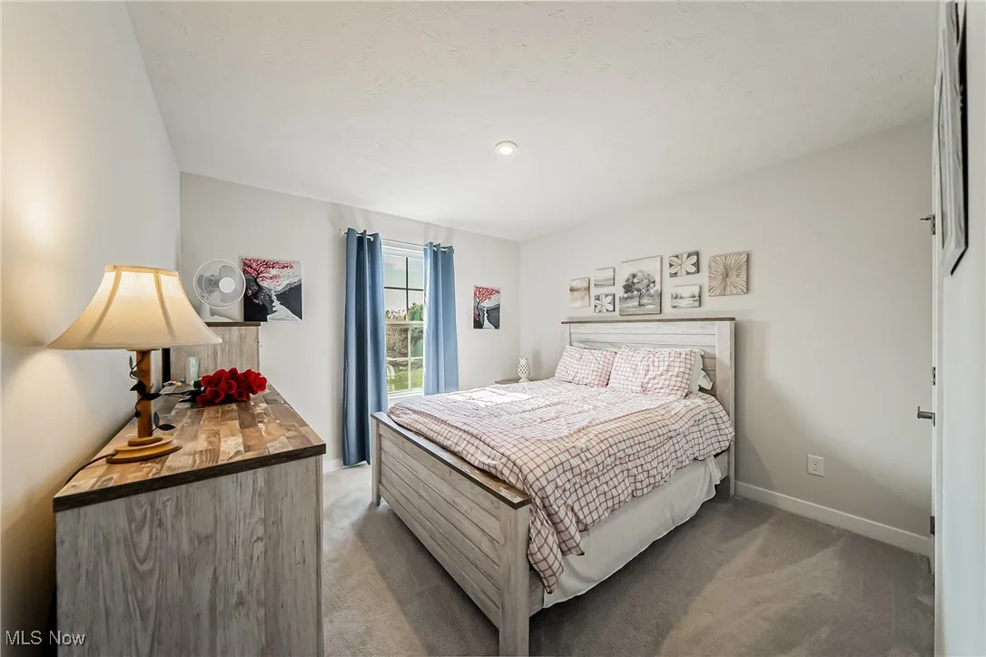 Bedroom with carpet floors