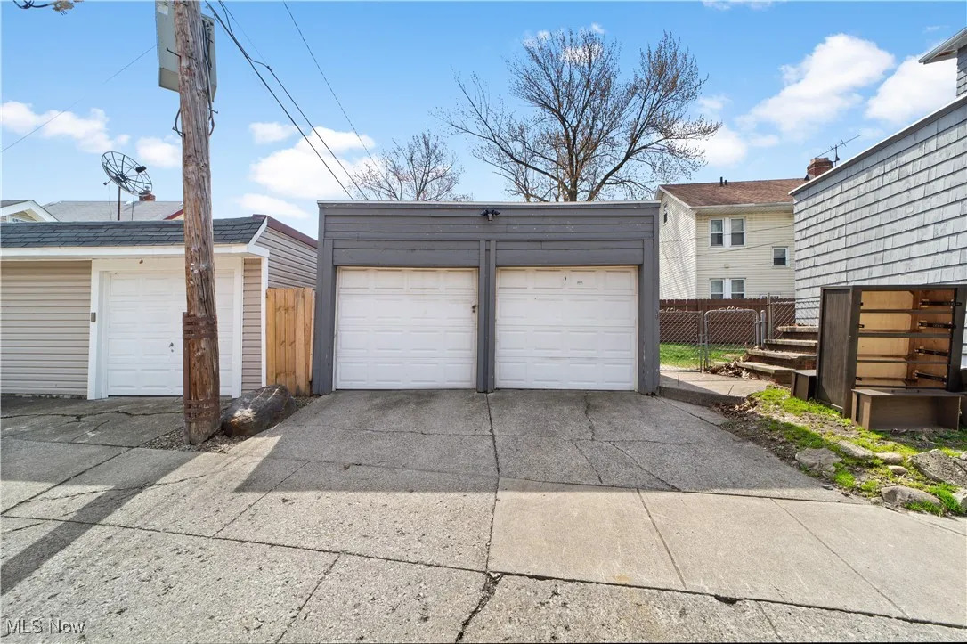 View of detached garage
