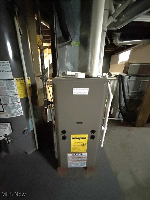 Utilities featuring water heater and heating unit