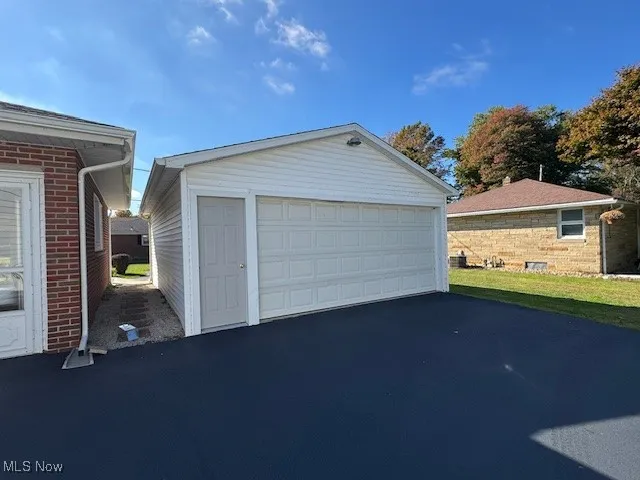 View of detached garage