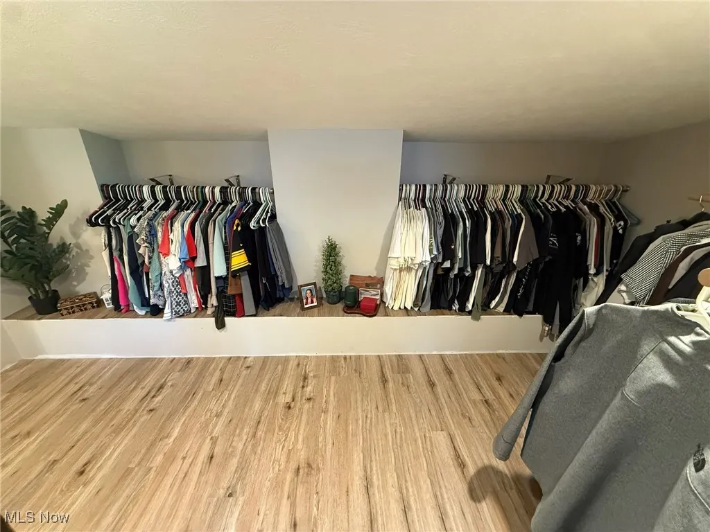 Walk in closet featuring wood finished floors