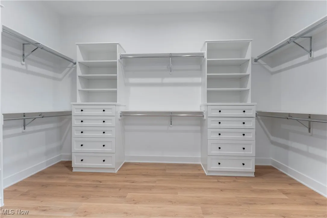 Walk in closet featuring light wood finished floors