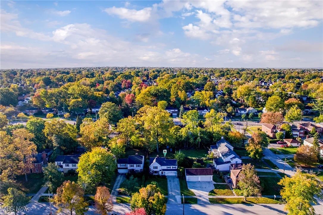 Aerial perspective of suburban area