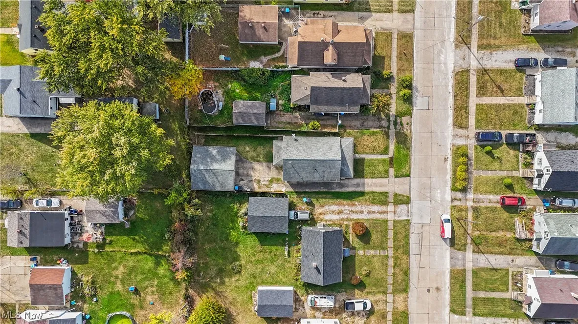 Aerial perspective of suburban area