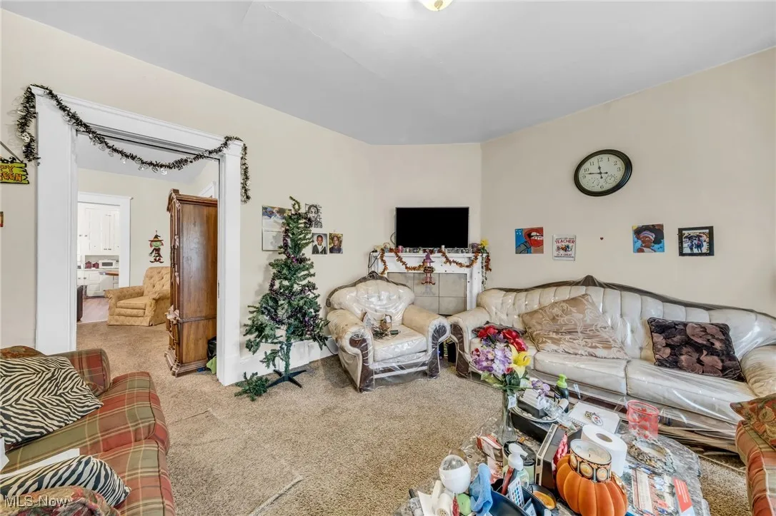 Living room featuring carpet floors