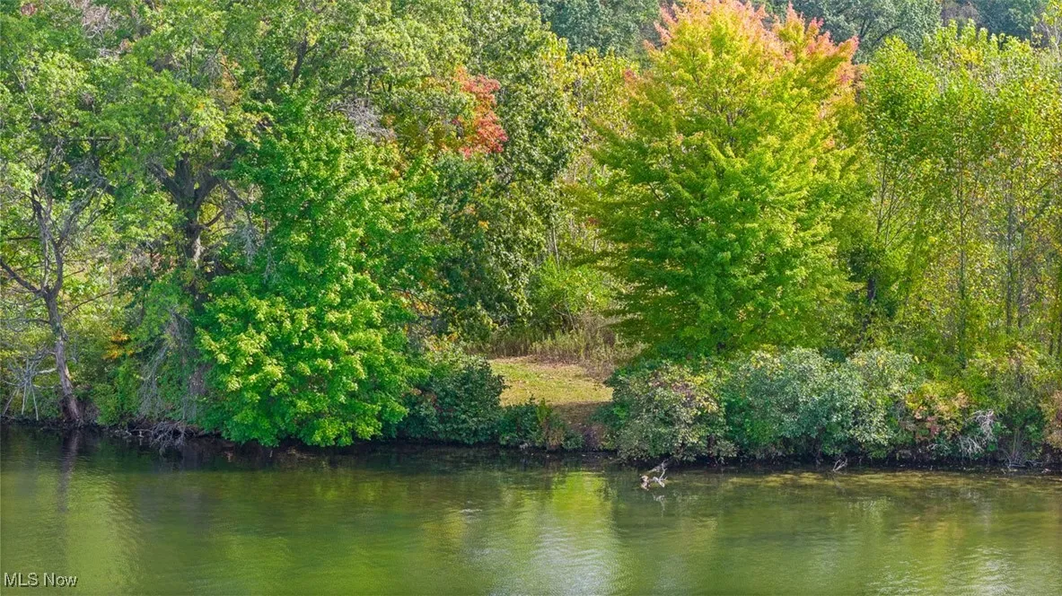 Water view with a heavily wooded area