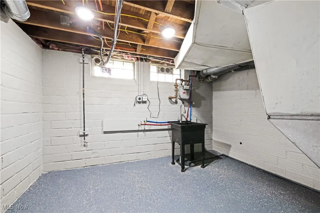 Basement with a sink