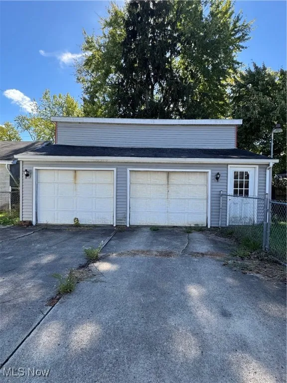 View of detached garage