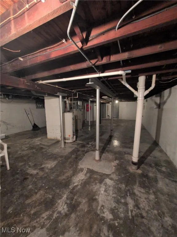 Unfinished below grade area with gas water heater