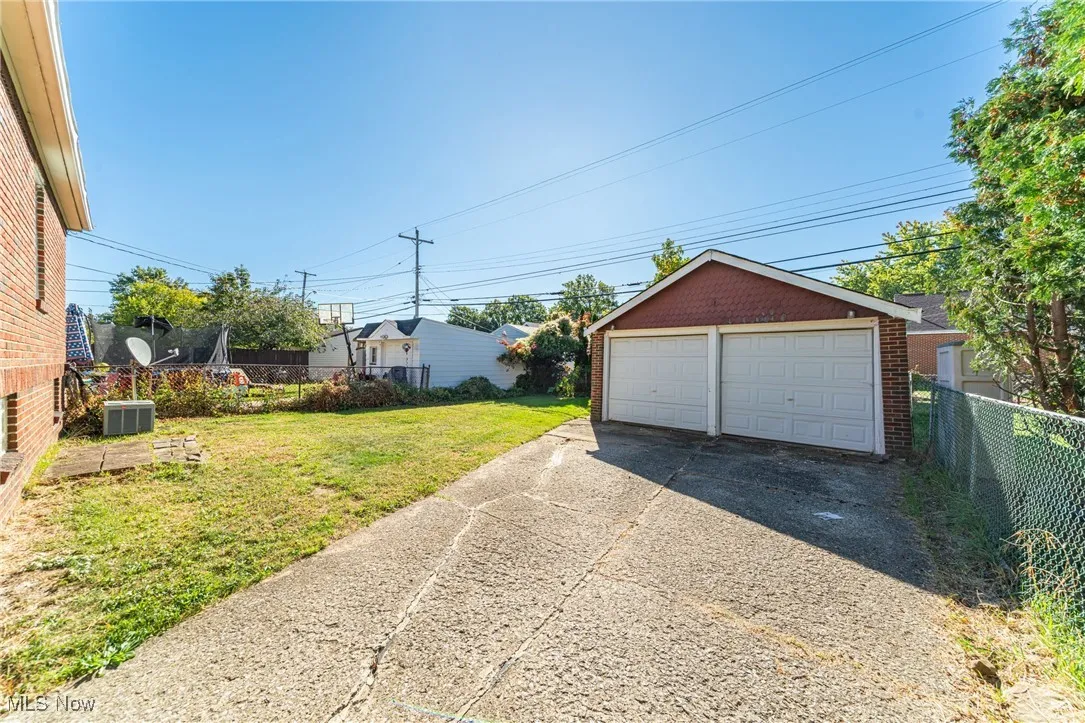 View of detached garage