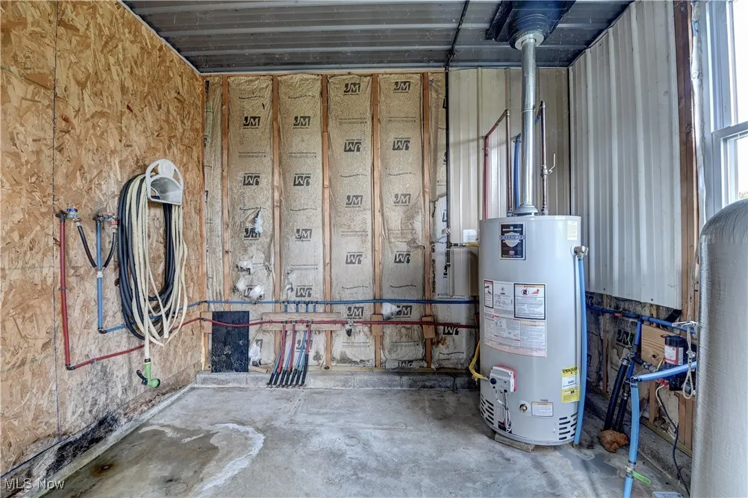Utility room featuring gas water heater