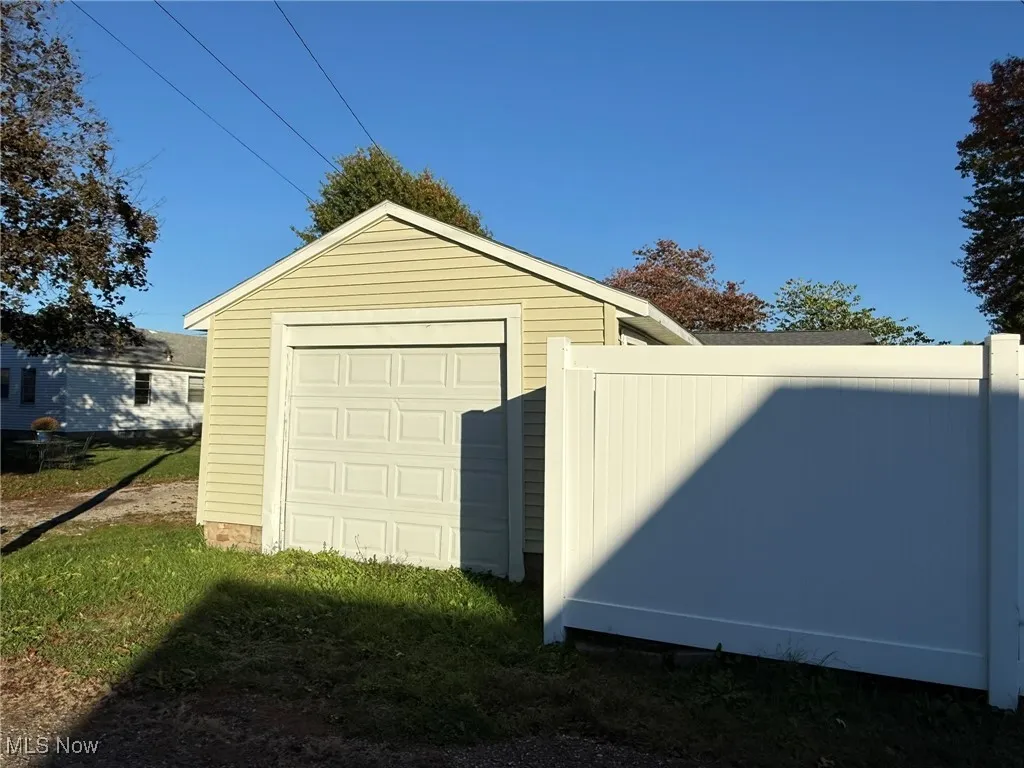 View of detached garage