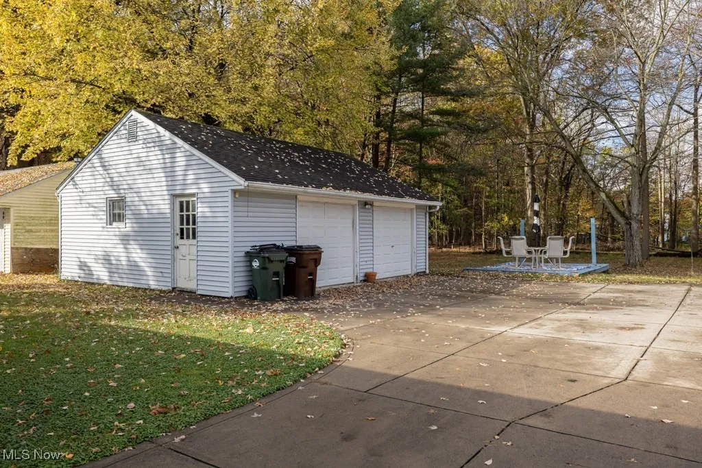 View of detached garage