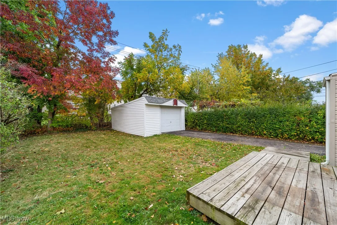 Backyard with Deck and 1 Car Detached Garage