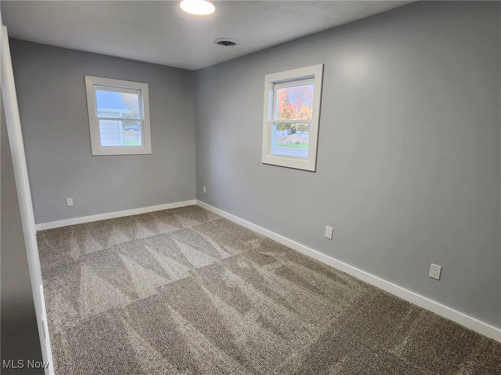 Spare room featuring carpet flooring and plenty of natural light