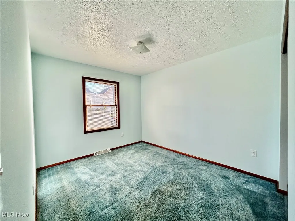 Unfurnished room with carpet floors and a textured ceiling