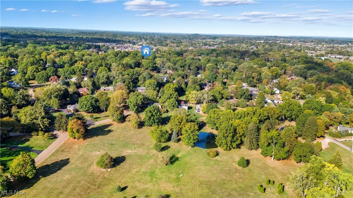 Aerial view of a nearby body of water
