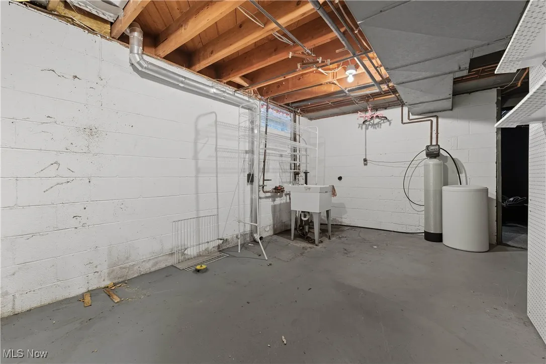 Unfinished below grade area with a water softener system