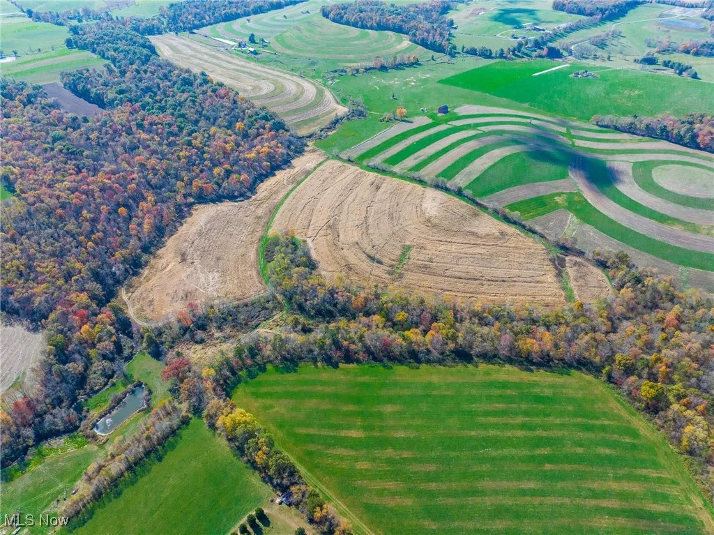 Overview of rural landscape with farmland