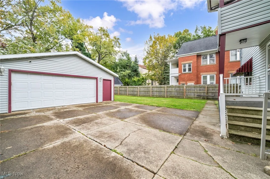 View of detached garage