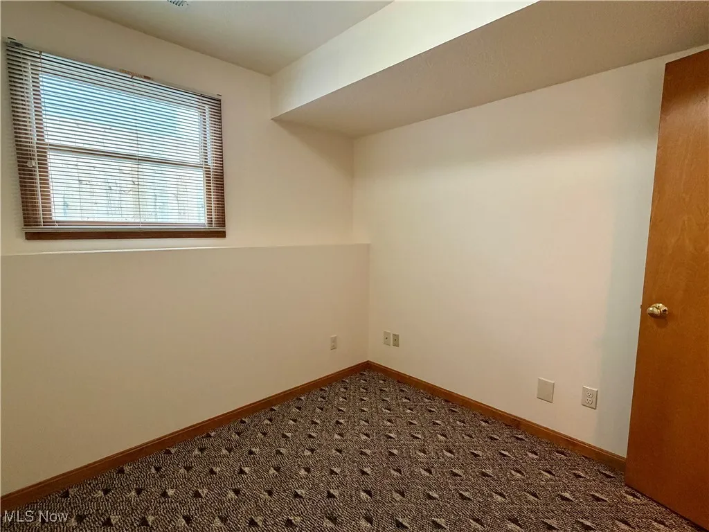 Carpeted spare room with baseboards