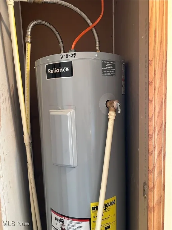 Utility room featuring water heater
